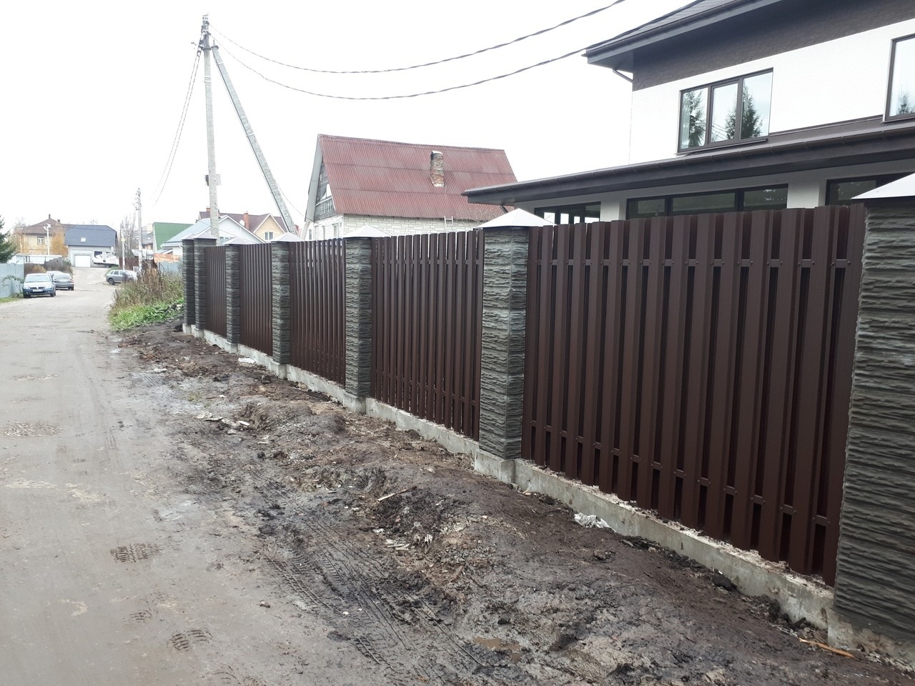 Забор шахматка 40м из штакетника столбы под камень в Киржаче