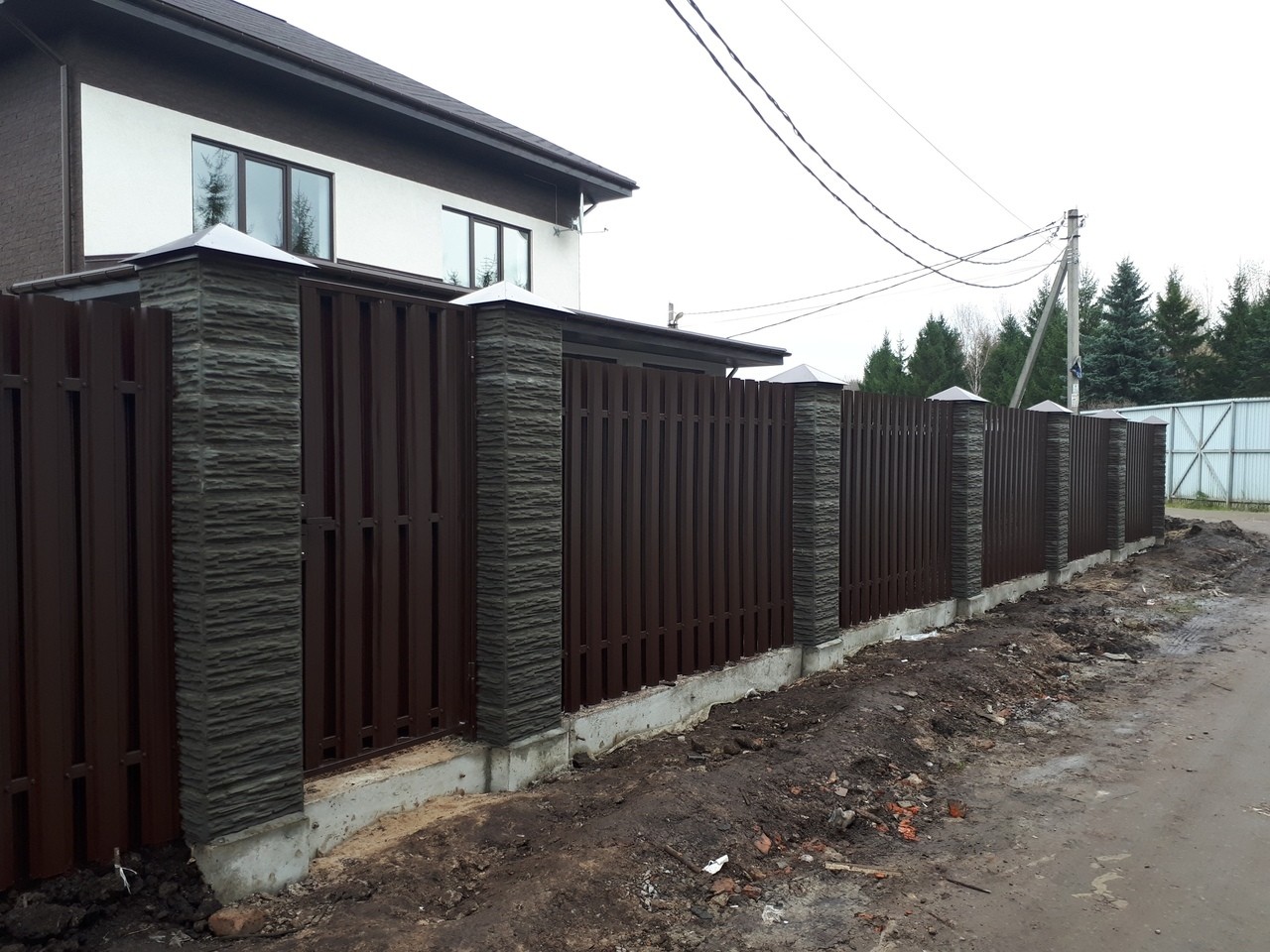Забор шахматка 40м из штакетника столбы под камень фото3 в Киржаче