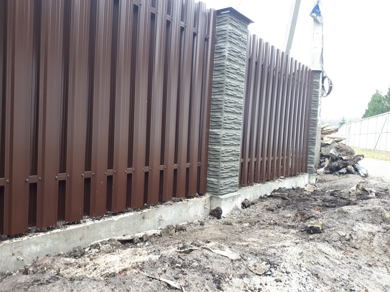 Забор шахматка 40м из штакетника столбы под камень фото4 в Киржаче