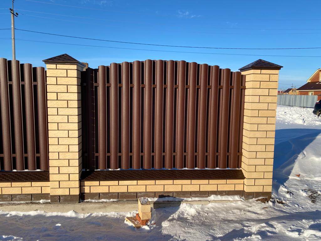 Забор из евроштакетника 57м RAL8017/8017 Шоколад двухсторонний МАТТЕ в Киржаче