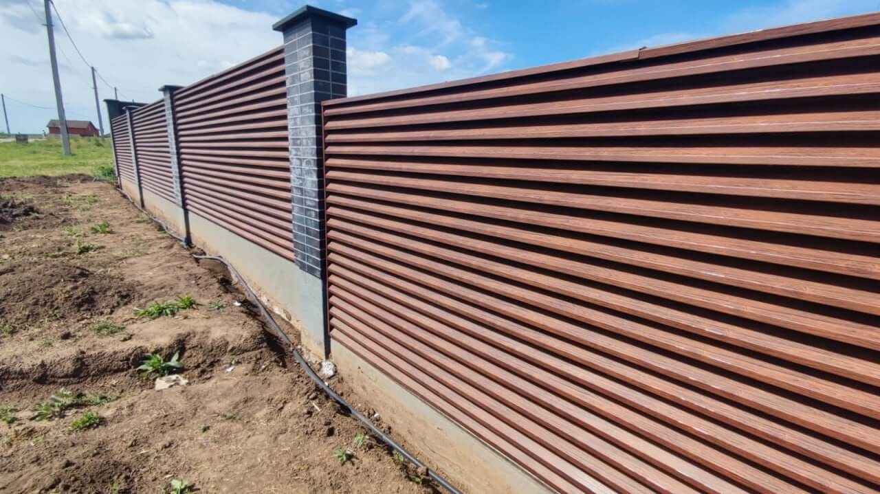 Забор-жалюзи из ламелей 54м ЭКО-Z Античный Дуб (SteelArt) в Киржаче